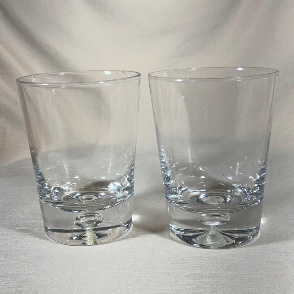 Pair of Hand Blown Drink Glasses Vintage Barware